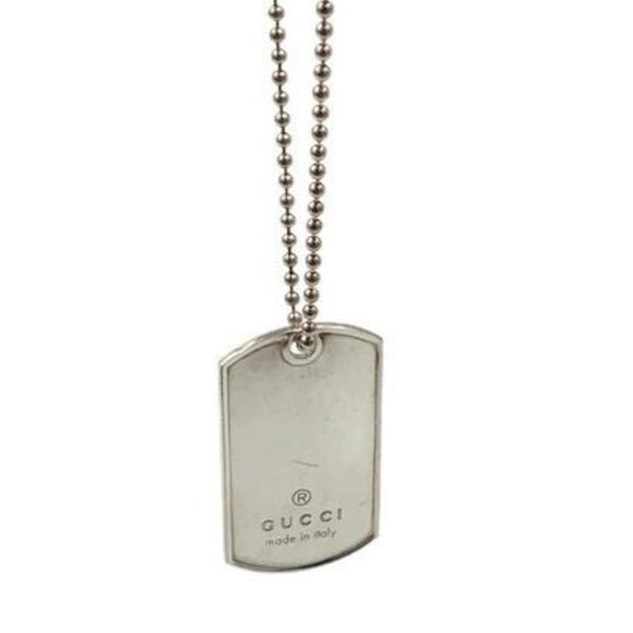 Authentic Gucci 925 Silver Dog Tag Pendant Necklace - Picture 1 of 11